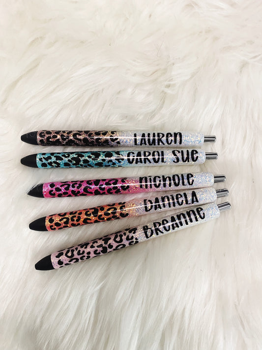 Custom Leopard Glitter Pen
