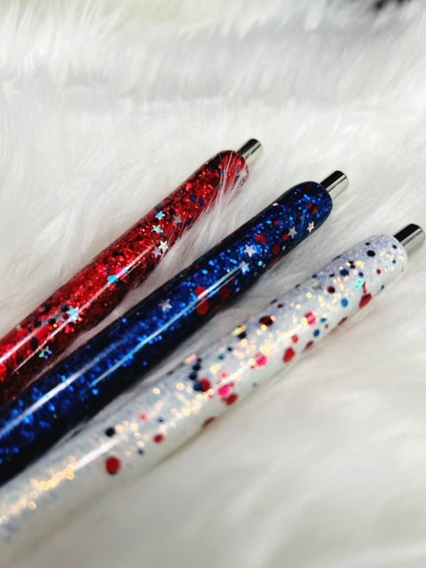 Red, White and Blue Patriotic Glitter Pens