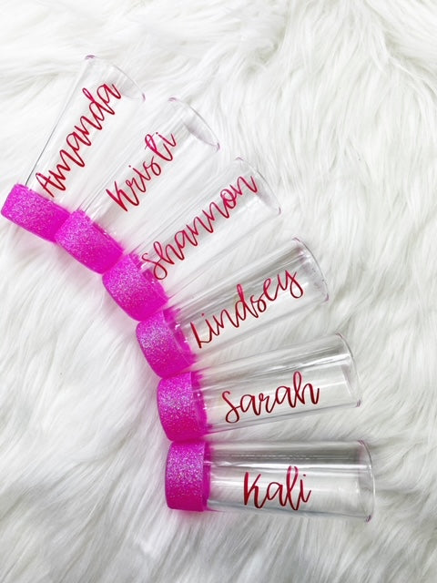 Personalized Glitter Shot Glasses